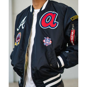 ATLANTA BRAVES X ALPHA X NEW ERA MA-1 BOMBER JACKET - LARGE -NWT